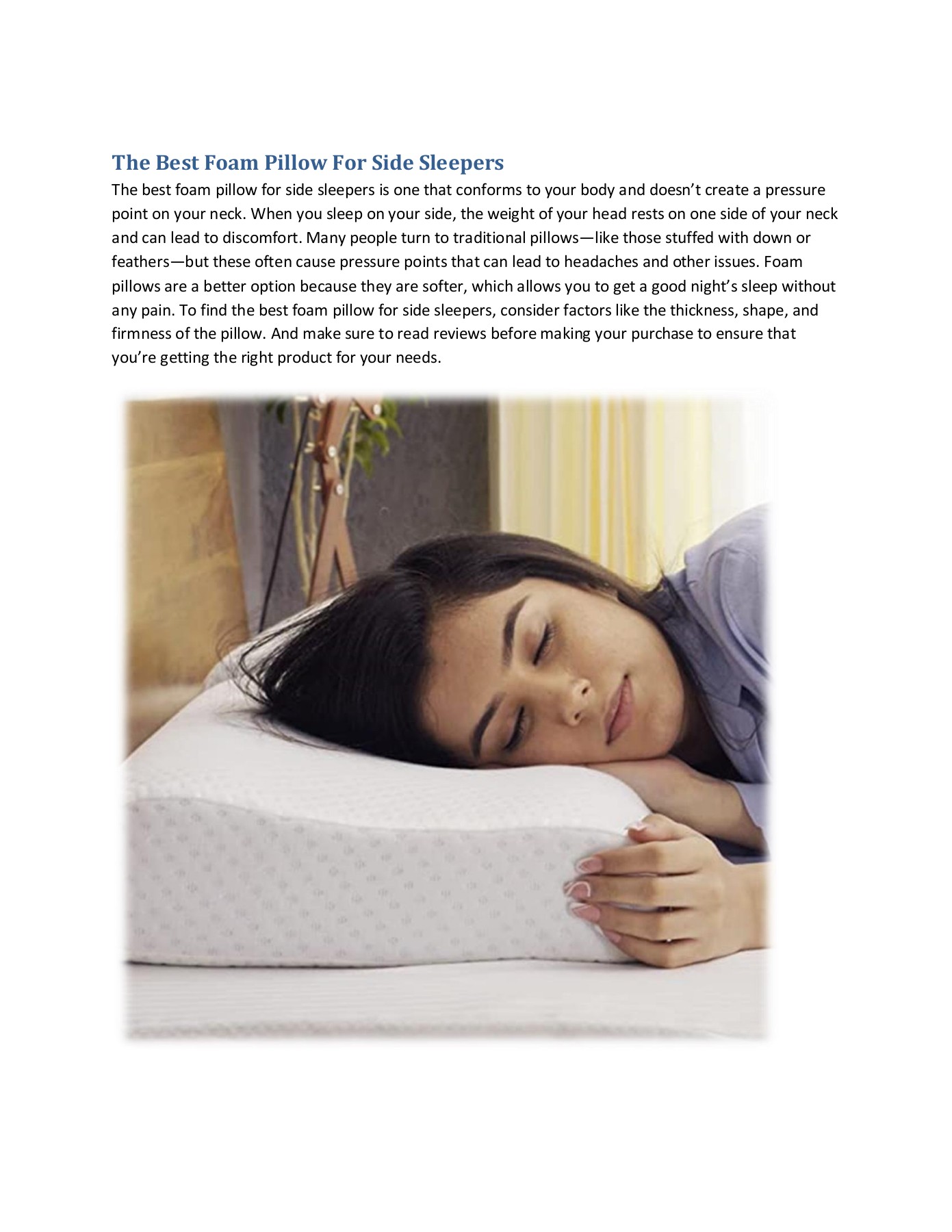 The Best Foam Pillow For Side Sleepers rachel jones Page 1 3 Flip PDF Online PubHTML5