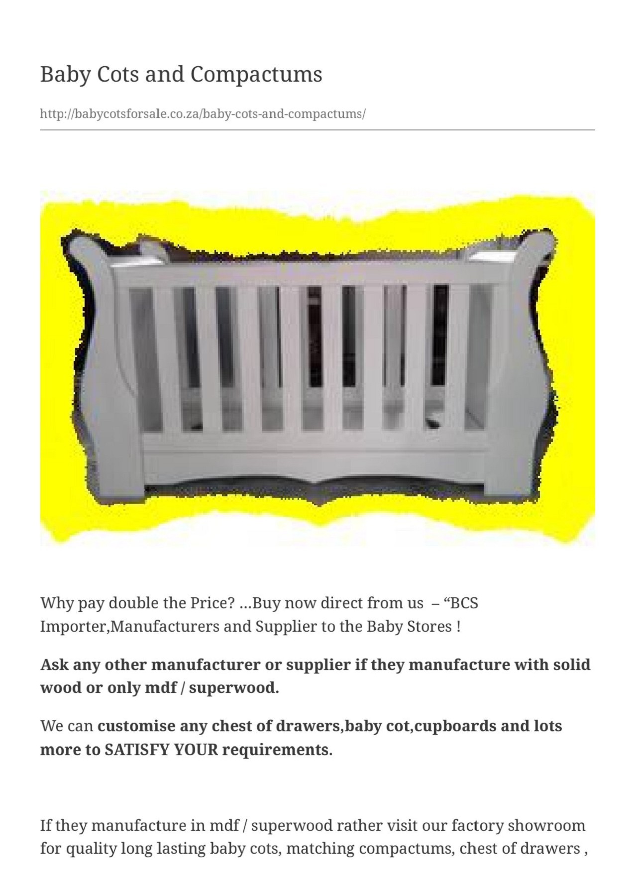 Baby Cots and Compactums babycotsforsale.co.za Maurizio Lanzillotti