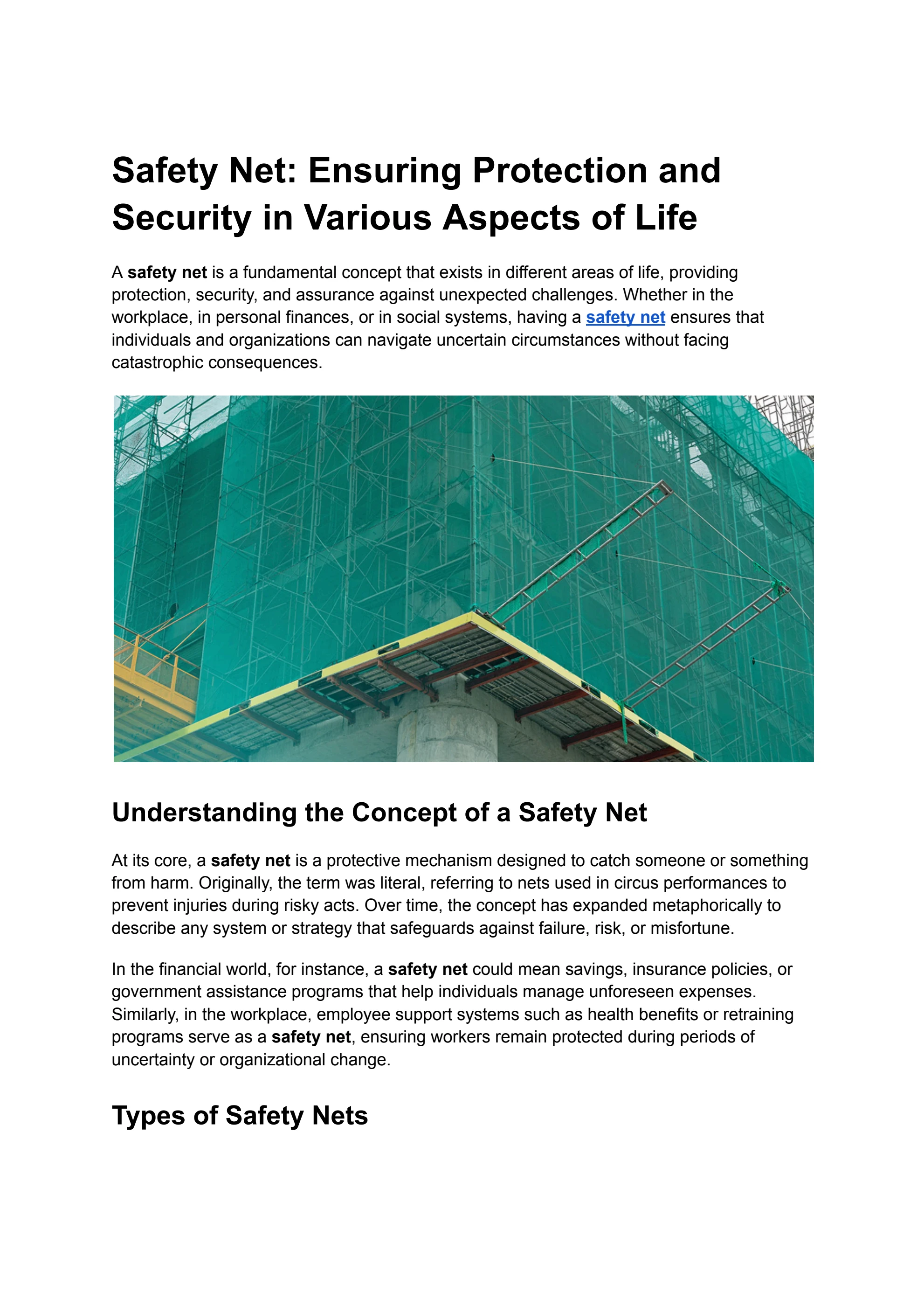 Safety Net Solutions for Protection and Security