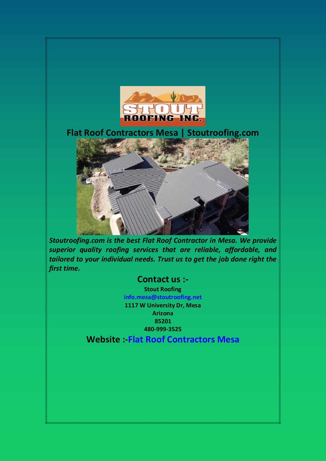 Flat Roof Contractors Mesa Stoutroofing com stout Roofing Page 1