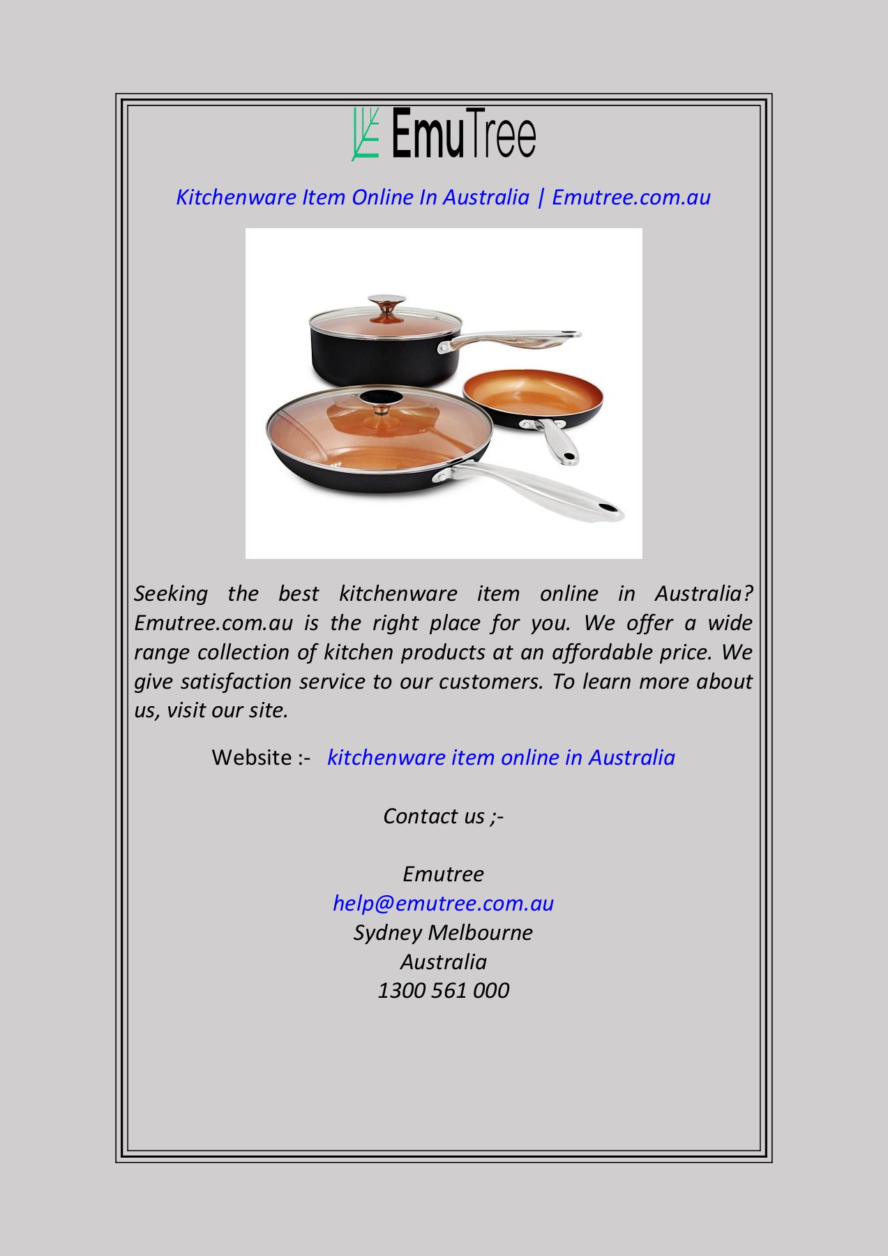 Kitchenware Item Online In Australia Emutree Page 1