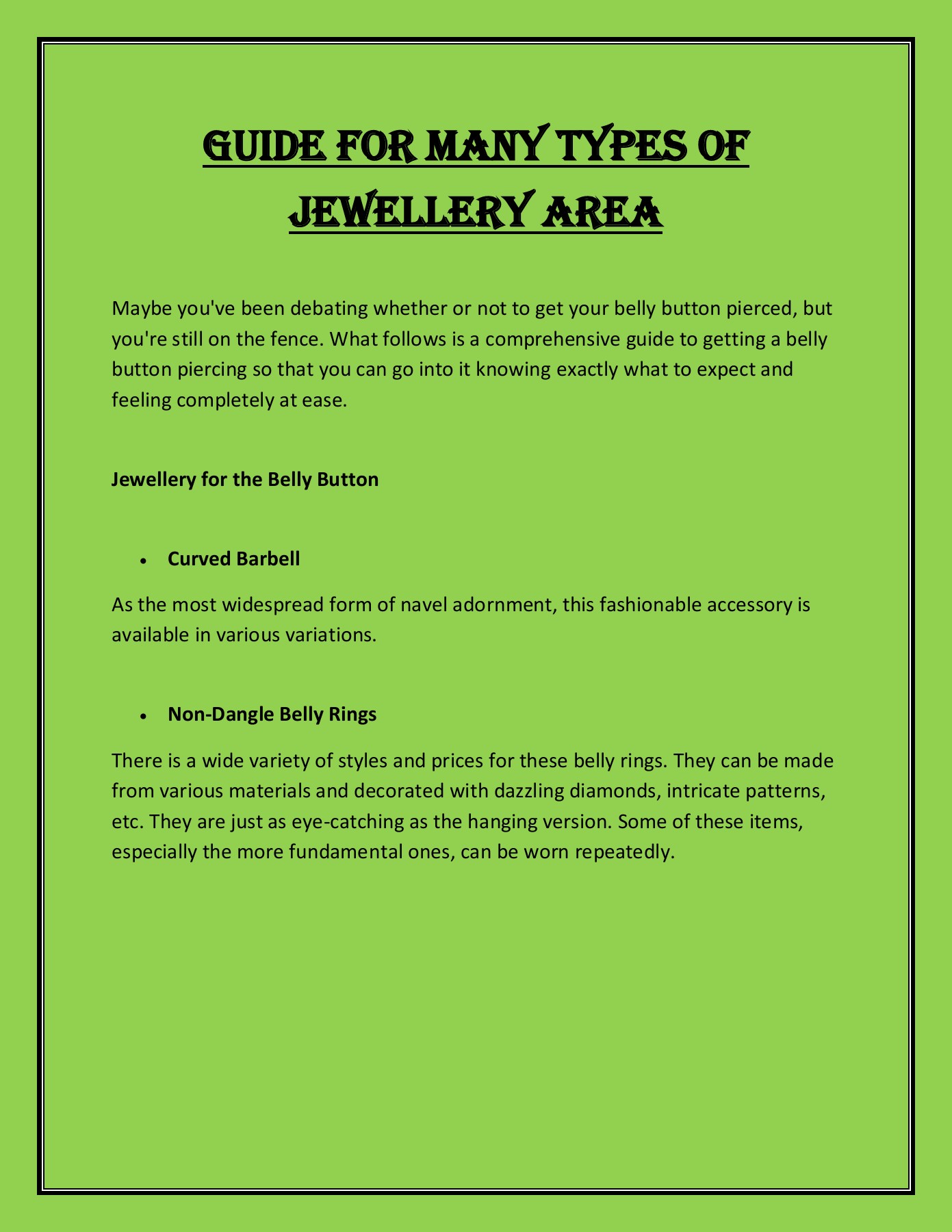Guide For Many Types of Jewellery Area Body Jewelry Page 1 4