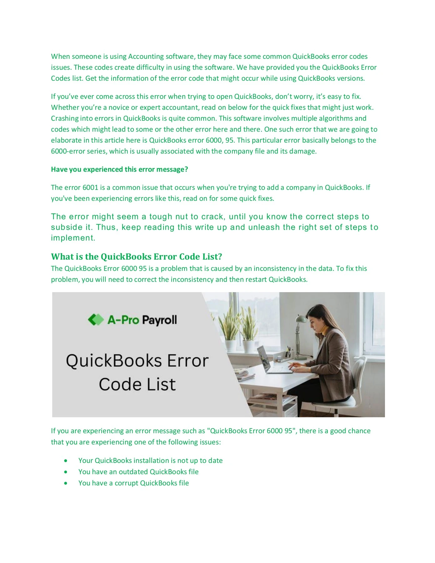 Quickbooks Codes List of QuickBooks Online Error Codes - payrollapro - Page 1 - 3 | Flip ...