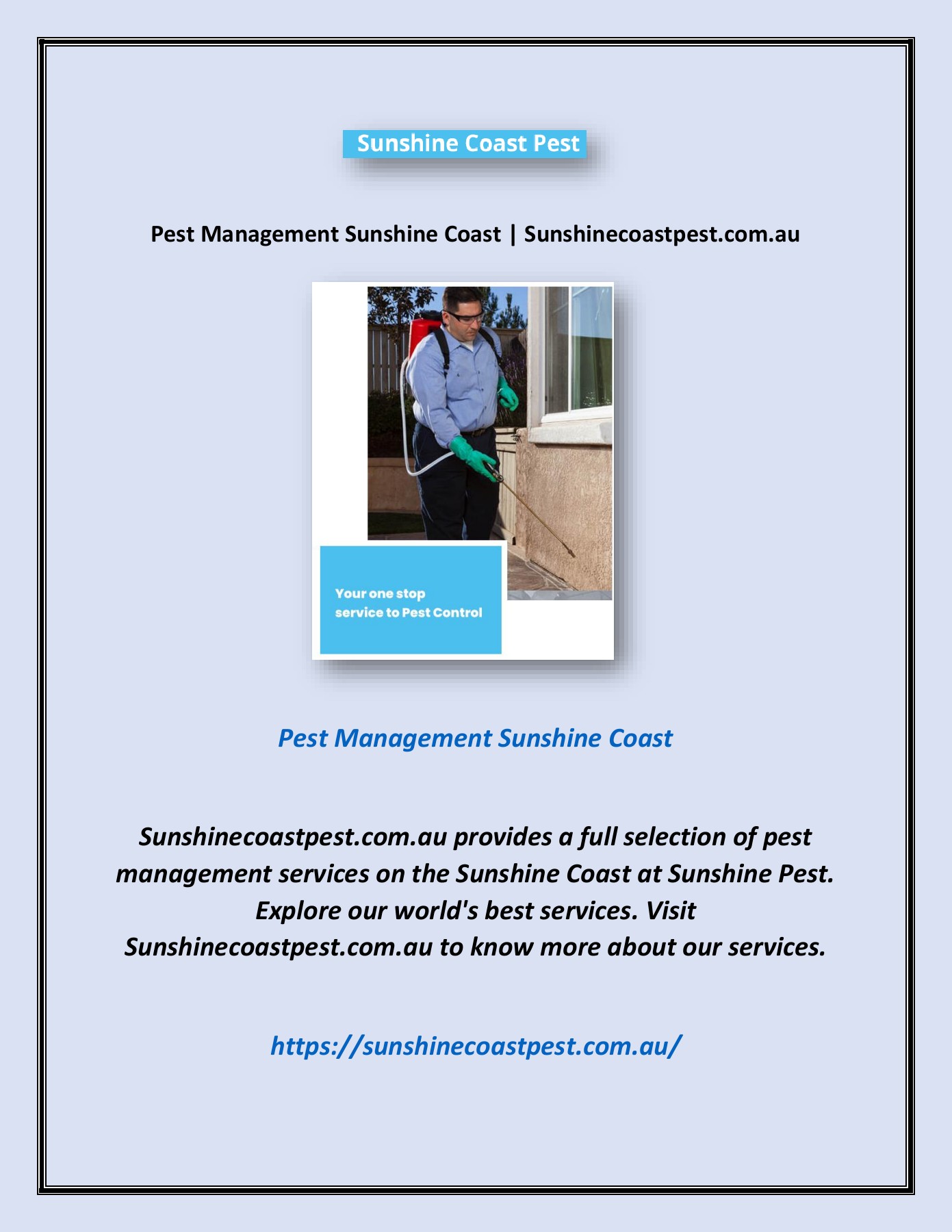 Pest Management Sunshine Coast Sunshine