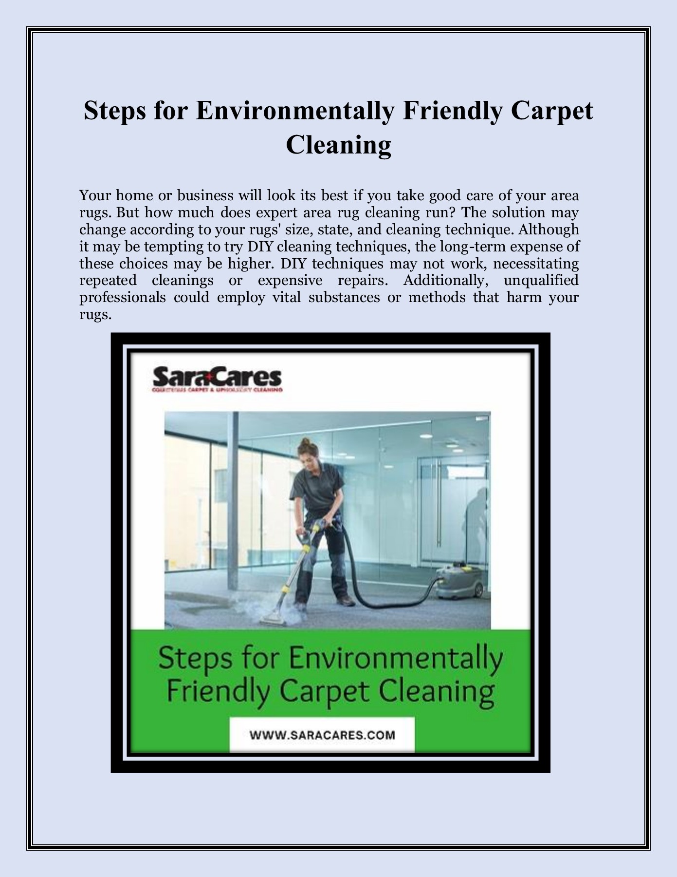 Steps for Environmentally Friendly Carpet Cleaning Sara Cares Page