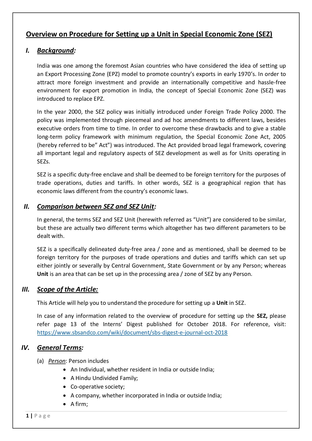 OverviewonprocedureforsettingupofSEZUnit info Page 1 Flip