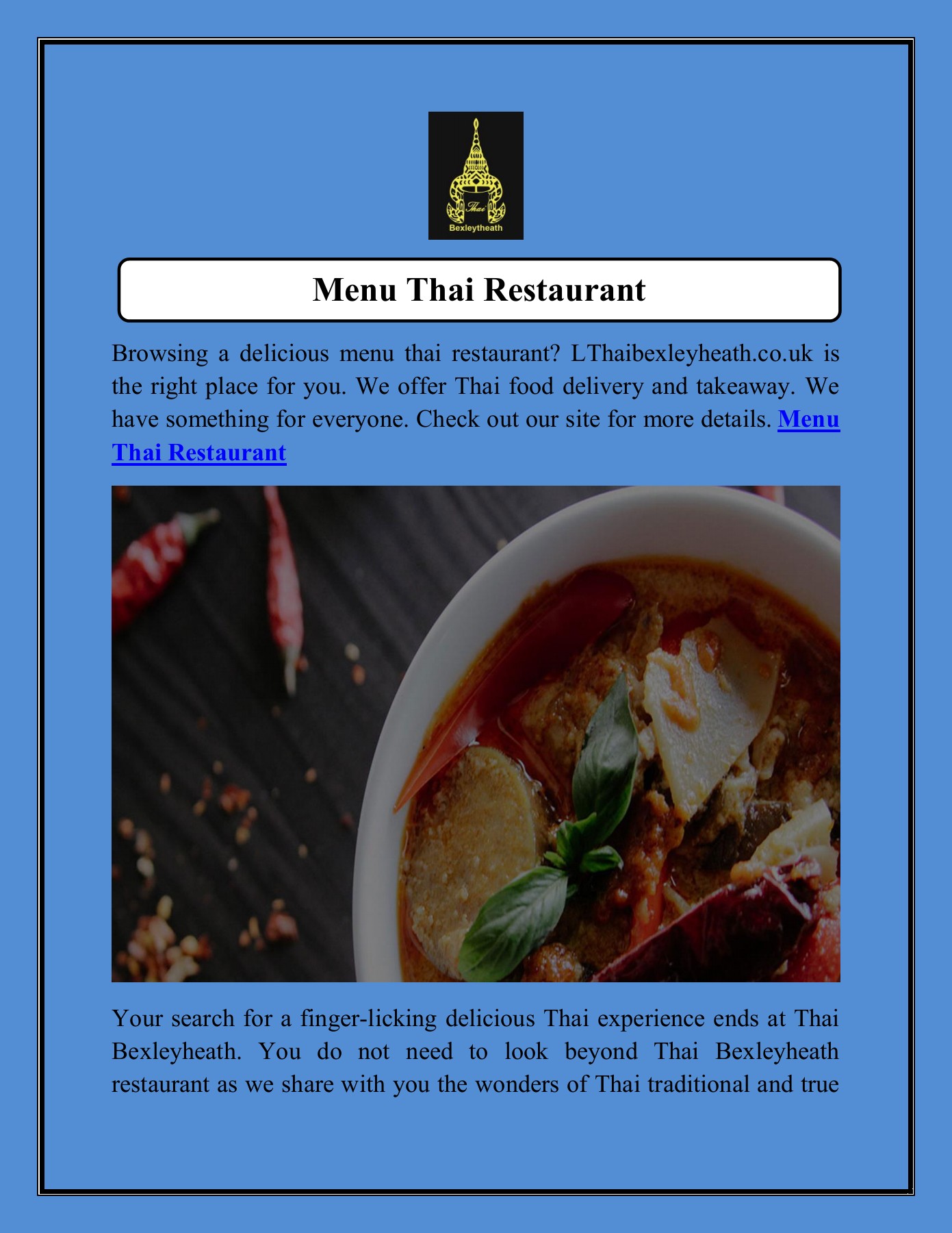 Menu Thai Restaurant Thaibexleyheath.co.uk thai bexleyheath Page 1